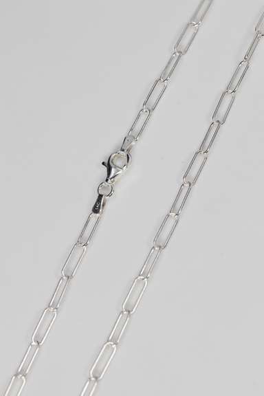 .925 Sterling Silver 3mm Paperclip Chain 16 Inches