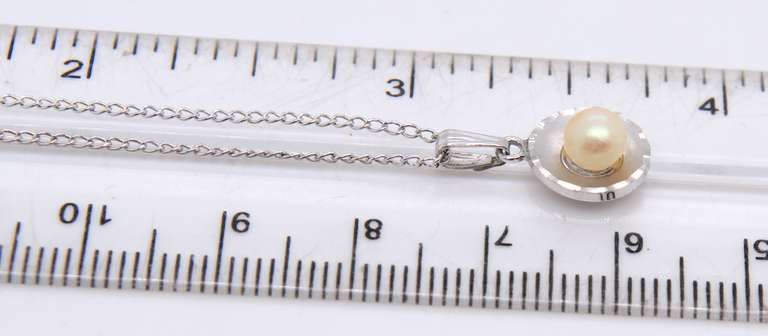 Vintage 925 Sterling Silver Pearl Pendant on Chain
