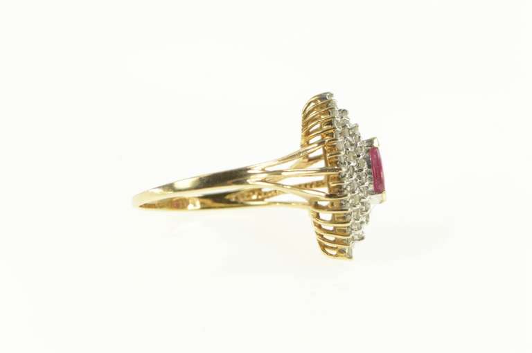 10K Yellow Gold 0.75 Ctw Marquise Ruby Diamond Cluster Halo Ring