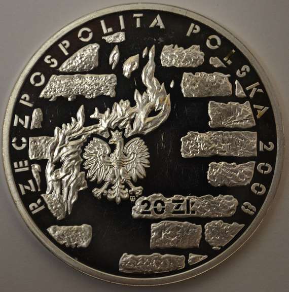 20 Złotych Warsaw Ghetto Uprising, Lightly Wiped With Scratched Capsule.