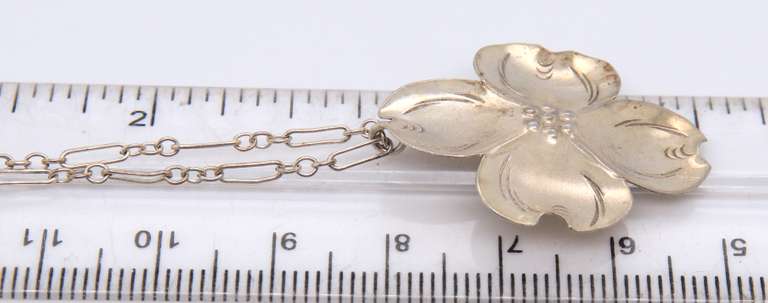 Vintage 925 Sterling Silver Flower Pendant on Chain