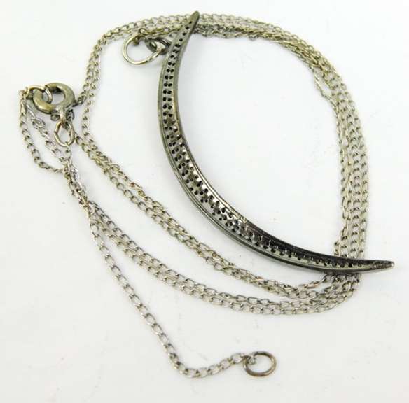 Sterling Pave Diamond Crescent Moon Necklace