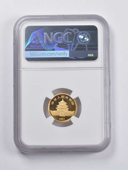 MS69 1987 China 10 Yuan Gold Panda 1/10 Oz. .999 Fine Gold NGC