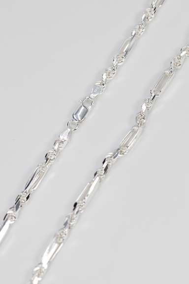 .925 Italian Sterling Silver 4mm FigaRope Chain 24 Inches