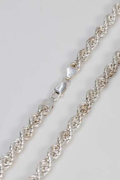 .925 Italian Sterling Silver 8mm Hollow Rope Chain Necklace 22 Inches
