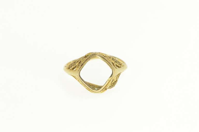 10K Yellow Gold Ornate Art Deco Filigree Statement Setting Ring