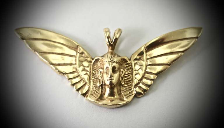 Wonderful 14K Egyptian Revival-Style Pendant