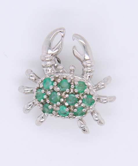 925 Sterling Silver Cubic Zirconia Crab Pin Brooch