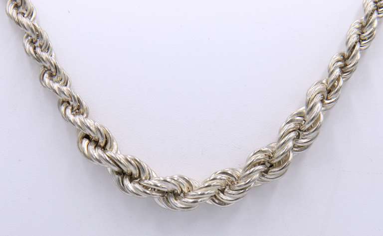 Vintage 925 Sterling Silver Rope Chain Necklace