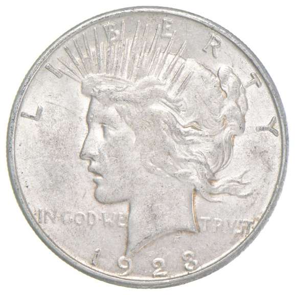 1923 Peace Silver Dollar Pied Piper Stickered Back