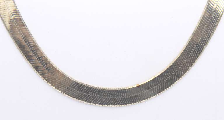 Vintage Italian 925 Sterling Silver Herringbone Necklace