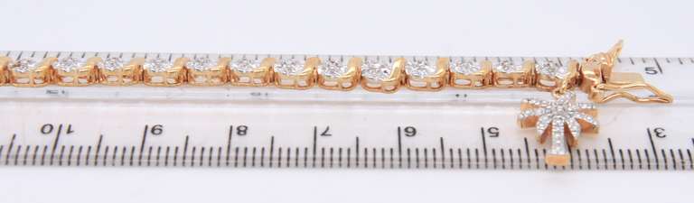 925 Sterling Silver over Gold Plated Cubic Zirconia Bracelet with Palm Tree Charm