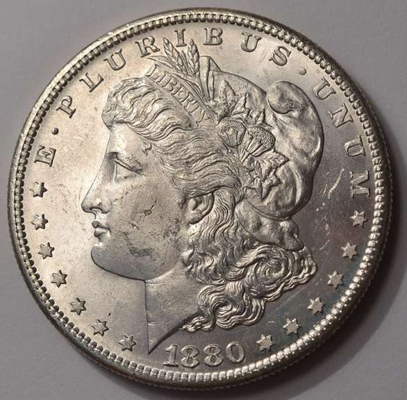 1880-S Flashy Morgan Silver Dollar Brilliant Uncirculated.