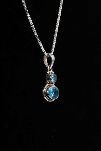 Sterling Silver Natural Blue Topaz Gemstone Pendant