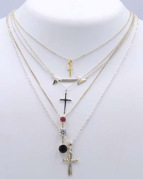 Group Lot of 5 Vintage 925 Sterling Silver Chains with Pendants