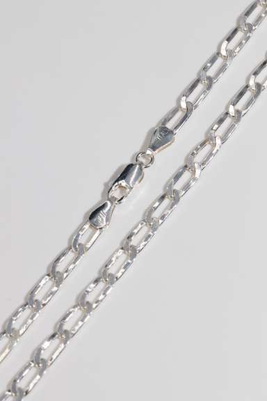 Italian .925 Sterling Silver 4mm Paperclip Chain 16 Inches