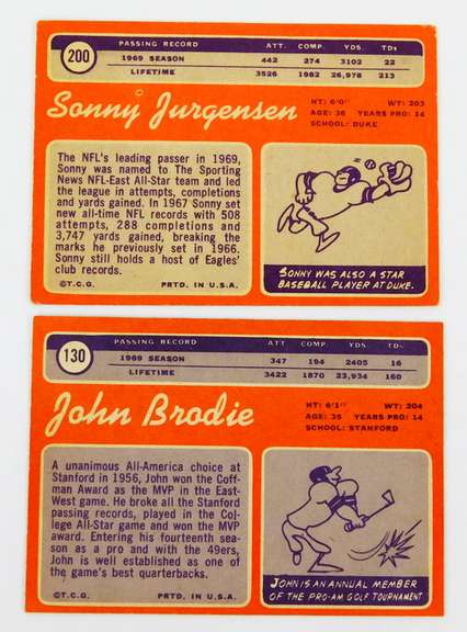 2 - 1970 QB Greats by Topps