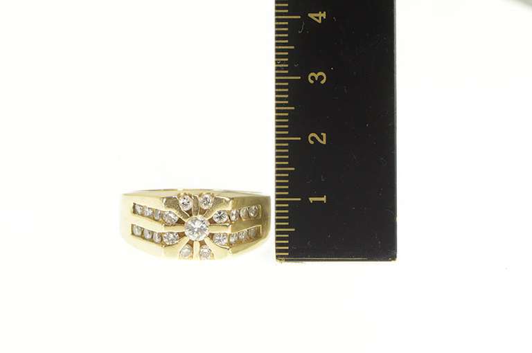 14K Yellow Gold 1.32 Ctw Diamond Rising Sun Men's Wedding Ring