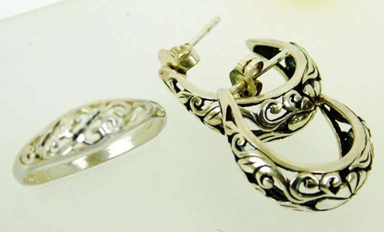 Sterling Filigree Ring & Earrings