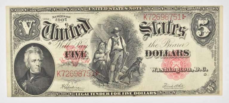 1907 $5 United States Legal Tender Note - Large Note