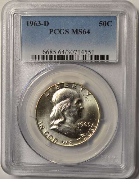 1963-D Franklin Half Dollar PCGS MS64