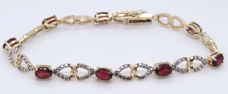 Vintage Sterling Silver Gemstone and Cubic Zirconia Tennis Bracelet