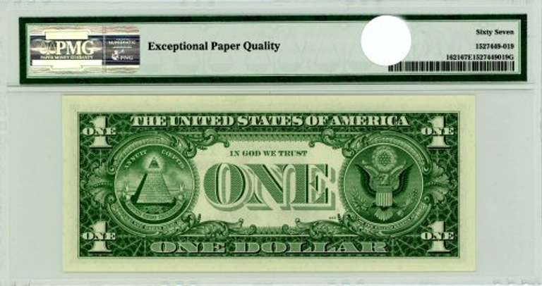 1957-B $1 US Silver Certificate in PMG 67