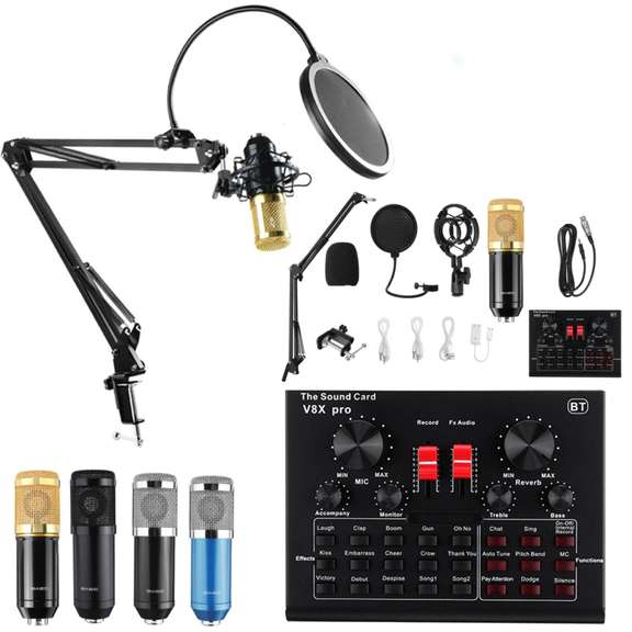 Condenser Microphone with Live Studio Sound Card