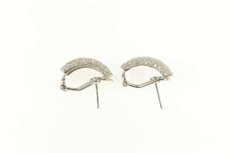 18K White Gold 3.00 Ctw VS Diamond Pave Encrusted Curved Earrings