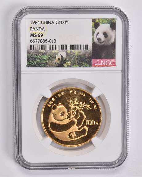 MS69 1984 China 100 Yuan 1 Oz. .999 Fine Gold Panda NGC