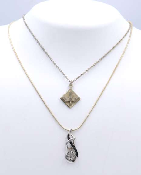 Group Lot of 2 Vintage 925 Sterling Silver Necklaces
