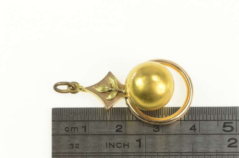 Gold Filled Victorian Sphere Ball Ring Dangle Statement Pendant