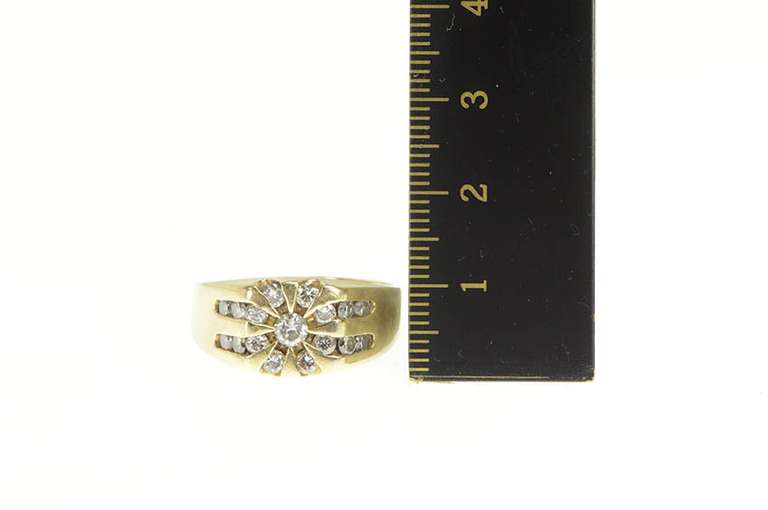 14K Yellow Gold 1.00 Ctw Diamond Retro Sun Squared Wedding Ring