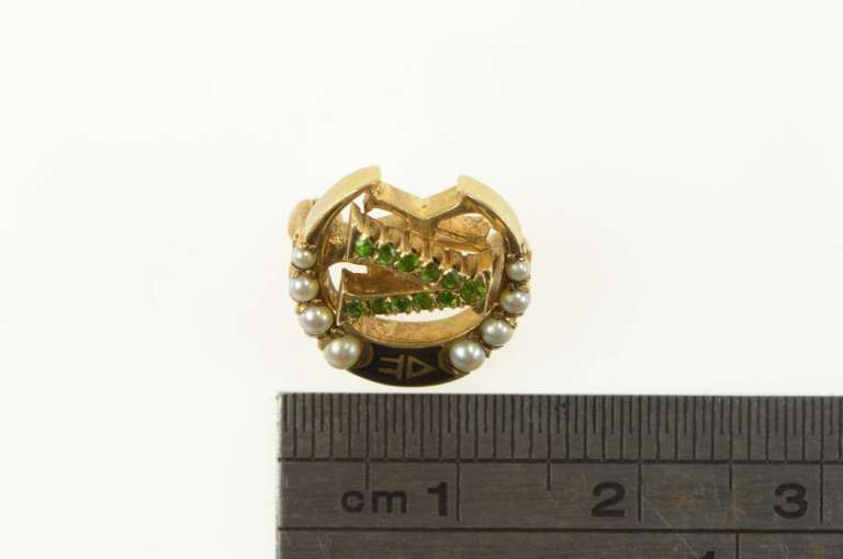 14K Yellow Gold Gamma Chi Alpha Victorian Seed Pearl Moon Pin/Brooch