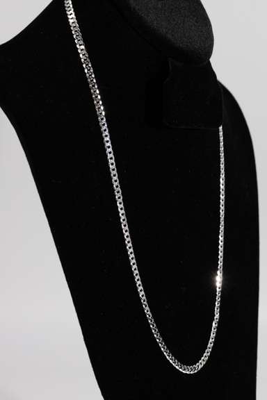 .925 Sterling Silver 4.5mm Super Flat Diamond Cut Curb Chain 24 Inches