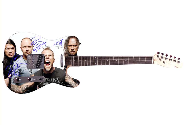 Metallica Autographed Facsimile Signed Custom Graphics Guitar