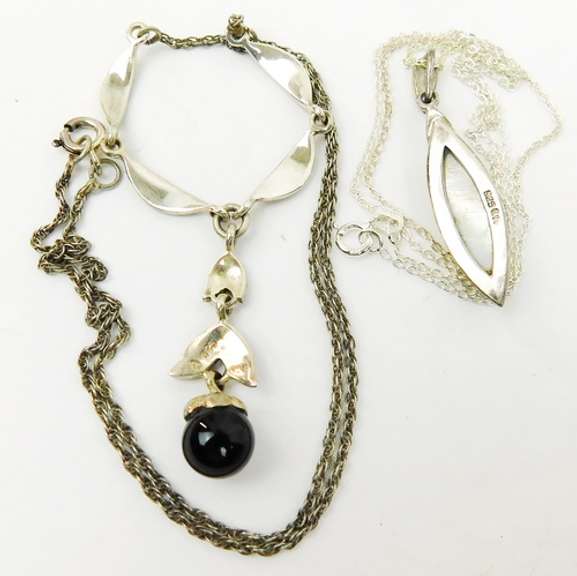 2 Sterling Silver Marcasite Necklaces