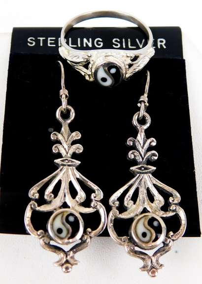 Sterling Filigree Ying & Yang Earrings & Ring