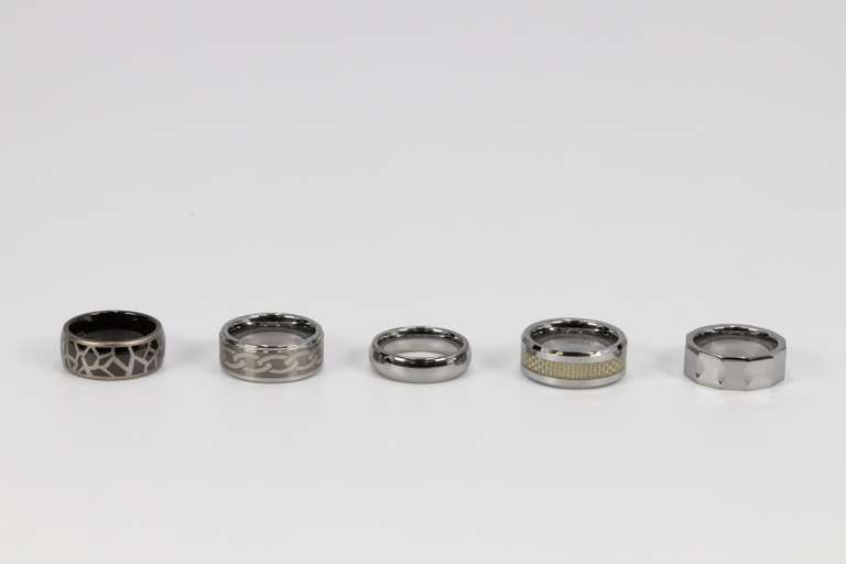 Lot of 5 Size 6 Tungsten Carbide Rings in Various Styles