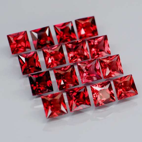 Awesome 7.52ct princess cut cherry red Garnet set