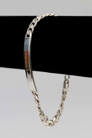 .925 Sterling Silver 6.9mm Curb Link ID Bracelet 8 Inches