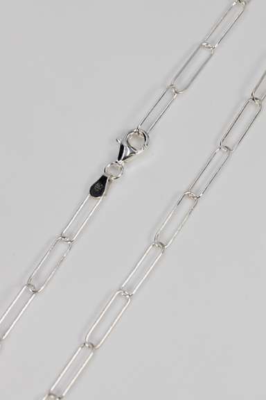 Italian .925 Sterling Silver 4mm Paperclip Chain 16 Inches