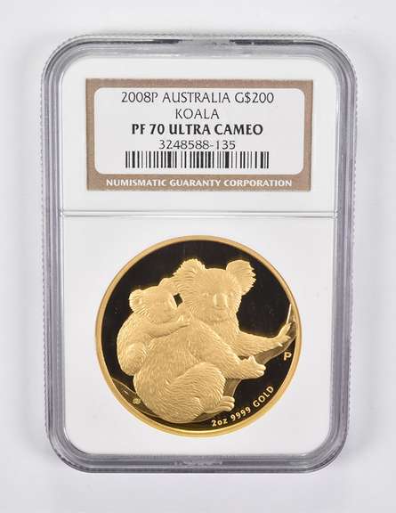 PF70 UCAM 2008-P Australia $200 Gold Koala NGC 2 Oz