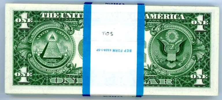 Bank-Wrapped Pack of 100 $1 Blue Seal 1957-A Silver Certificates