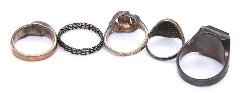 Group Lot of 5 Vintage 925 Sterling Silver Rings