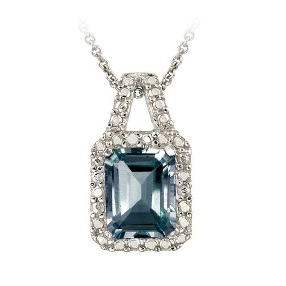 Sterling Silver 3.4ct London Blue Topaz and Diamond Accent Necklace