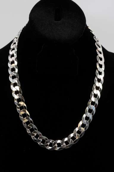 .925 Italian Sterling Silver 13mm Curb Link Chain Necklace 20 Inches