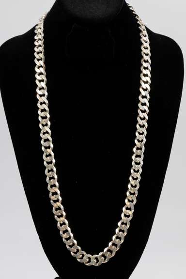 .925 Italian Sterling Silver 12.3mm Curb Link Chain Necklace 30 Inches