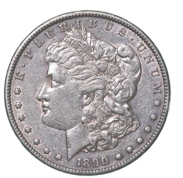 1890-CC Morgan Silver Dollar Tail Bar Top 100