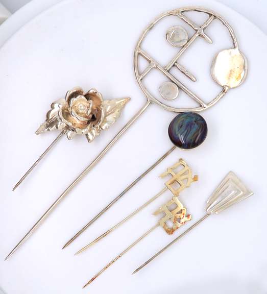 Group Lot of 6 Vintage 925 Sterling Silver Pins
